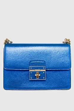 Blue leather bag for women