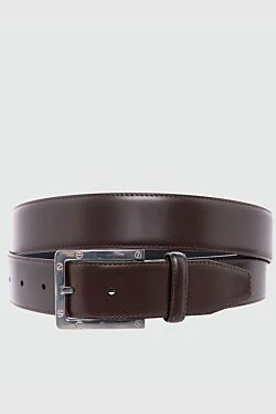 Brown leather belt for men