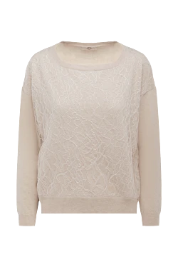 Beige wool and cashmere sweater for women