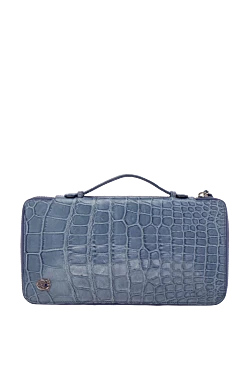 Men's alligator leather clutch bag in gray