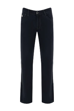 Темно сині джинси з контрастним смарагдовим рядком