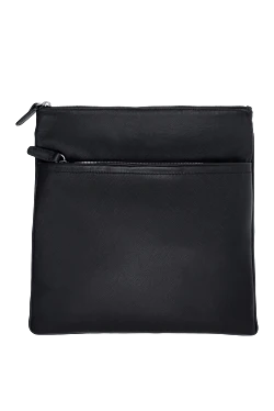 Black genuine leather shoulder bag for men