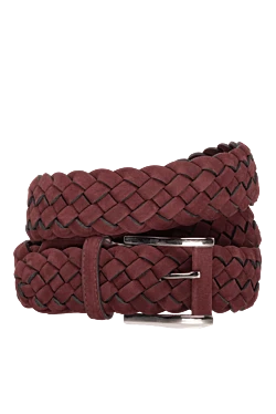 Men's burgundy suede belt with weave