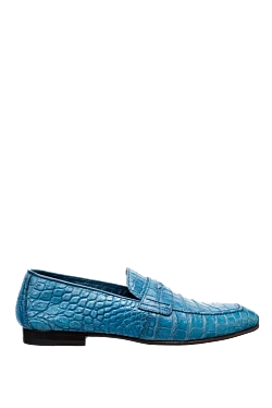 Crocodile leather loafers blue for men