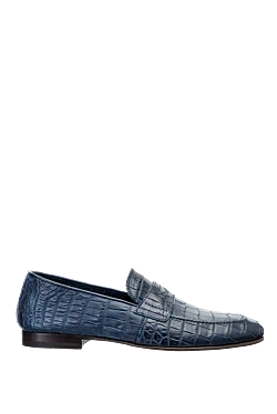 Crocodile leather loafers blue for men