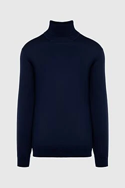 Men's wool, silk and cashmere golf blue