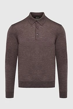 Wool long sleeve polo brown for men
