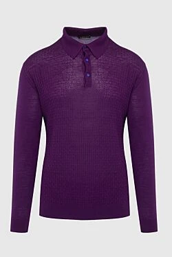 Wool, Silk and Cashmere Long Sleeve Polo Violet for men