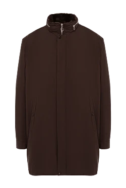 Куртка на хутрі з поліестеру коричнева чоловіча