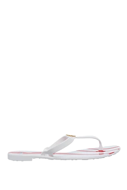 Women's flip-flops with a logo, white with red