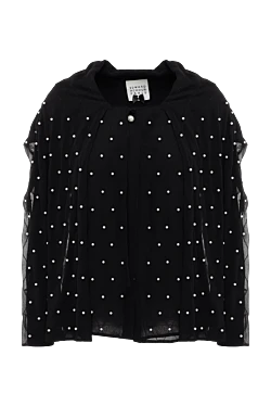 Women's blouse with white pearls black