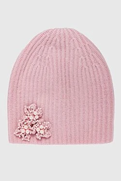 Pink merino and cashmere hat for women