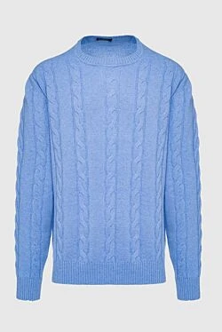 Blue wool and cashmere jumper for men