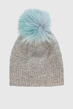 Gray wool and polyamide cap for women