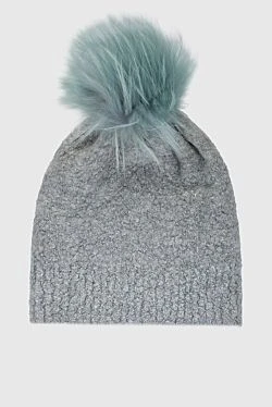 Gray wool and polyamide cap for women