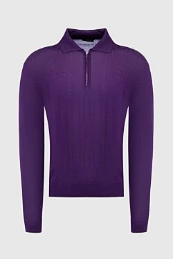 Long Sleeve Polo in Silk and Cashmere Violet for men