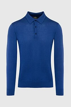 Wool long sleeve polo blue for men