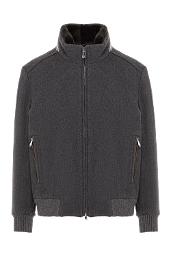 Куртка з натуральної шкіри та кашеміру сіра чоловіча