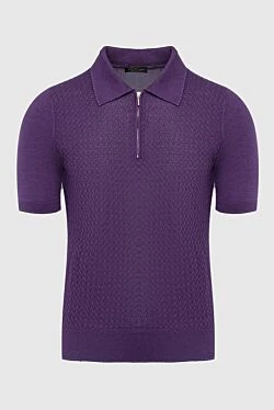 Silk polo purple for men