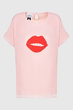 Pink polyester blouse for women