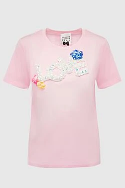 Pink cotton T-shirt for women