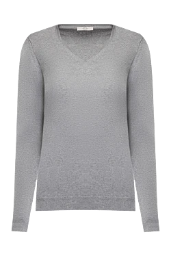 Grey cashmere womens jumper with a V-neckline