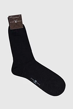 Men's black wool and polyamide socks