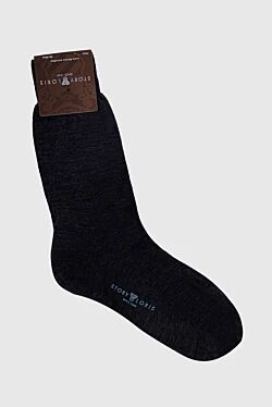 Men's gray wool and polyamide socks