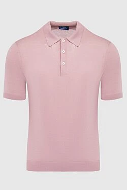 Silk polo pink for men