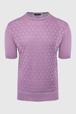 Short sleeve jumper in silk and cotton pink for men