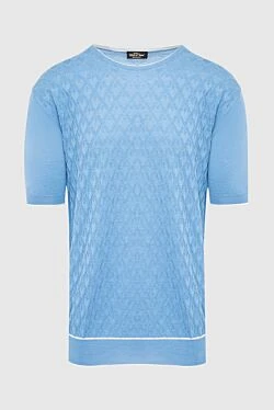 Short sleeve jumper made of silk and cotton blue for men