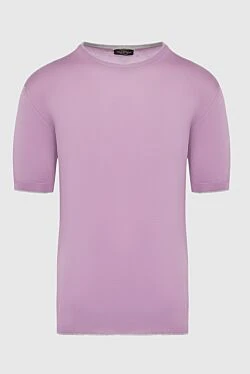 Short sleeve jumper in silk and cotton pink for men