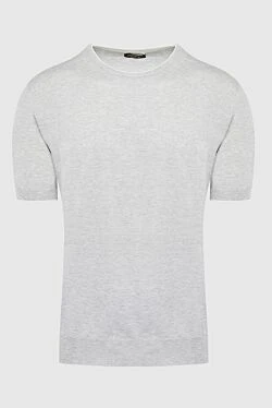 Short sleeve jumper in silk and cotton gray for men