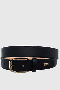 Black leather belt for men