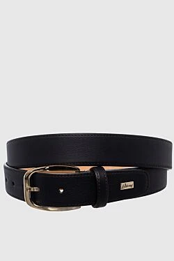 Black leather belt for men