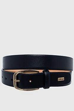 Blue leather belt for men