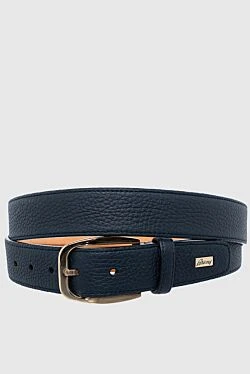 Blue leather belt for men