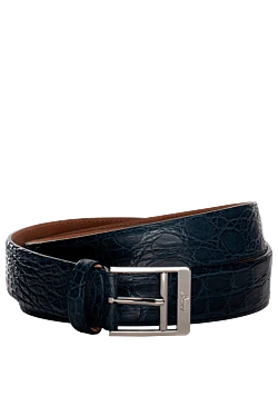 Blue leather belt for men