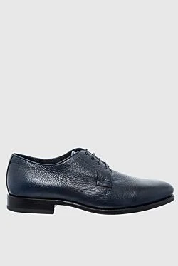 Blue leather men's shoes