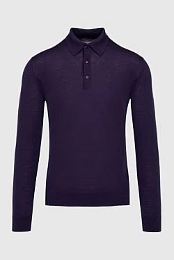Wool Long Sleeve Polo Violet for men