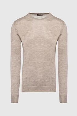 Cashmere and silk jumper beige for men