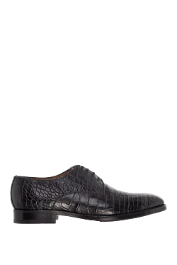 Black alligator leather men's shoes