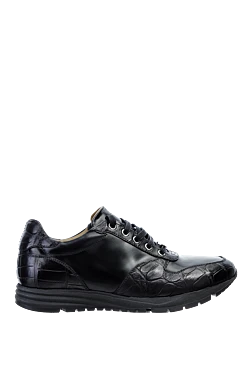 Sneakers in leather and alligator black for men