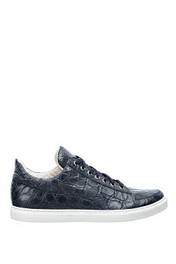 Blue crocodile leather sneakers for men