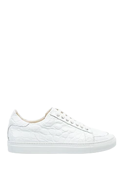 White crocodile leather sneakers for men