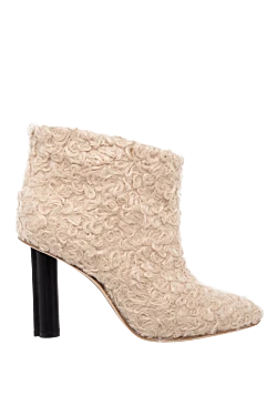 Women's beige leather boots with a textured surface