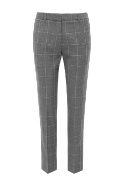 Women's cropped wool trousers in checkered pattern gray