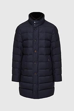 Down jacket men's wool and cashmere blue