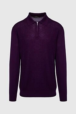 Wool, Silk and Cashmere Long Sleeve Polo Violet for men
