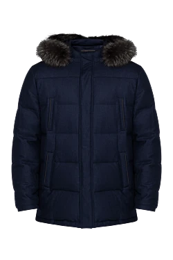 Men's down jacket made of wool and cashmere blue